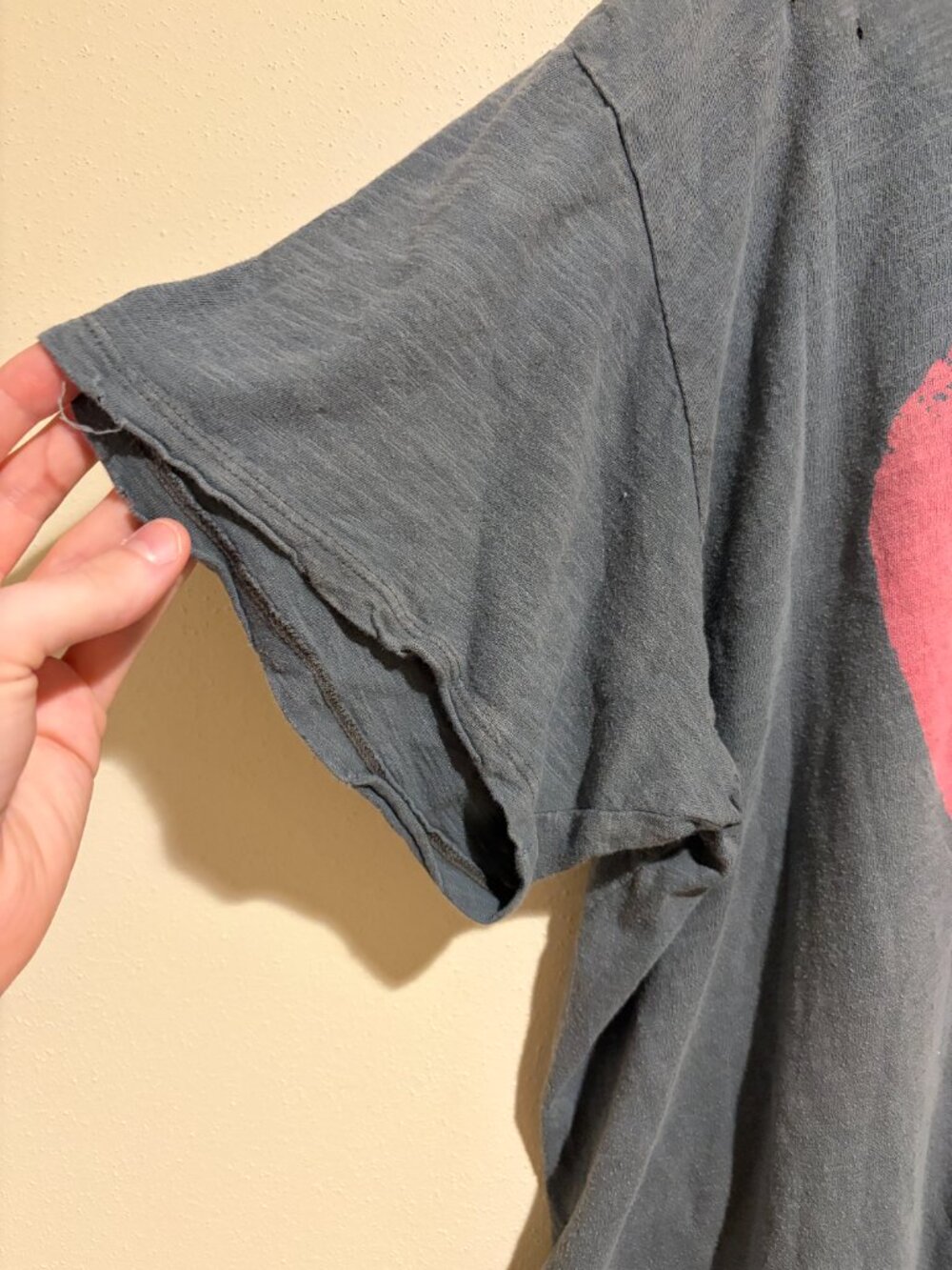 Magnolia Pearl Gray Pink Heart Short Sleeve Distressed Graphic Boyfriend Tee - Picture 4 of 16